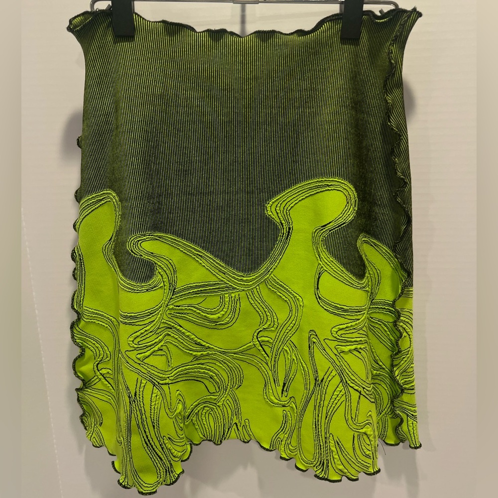 Haystacks NWOT Lime Green Ruffed Hem Skirt Designed & Sewn in Suttons Bay, MI